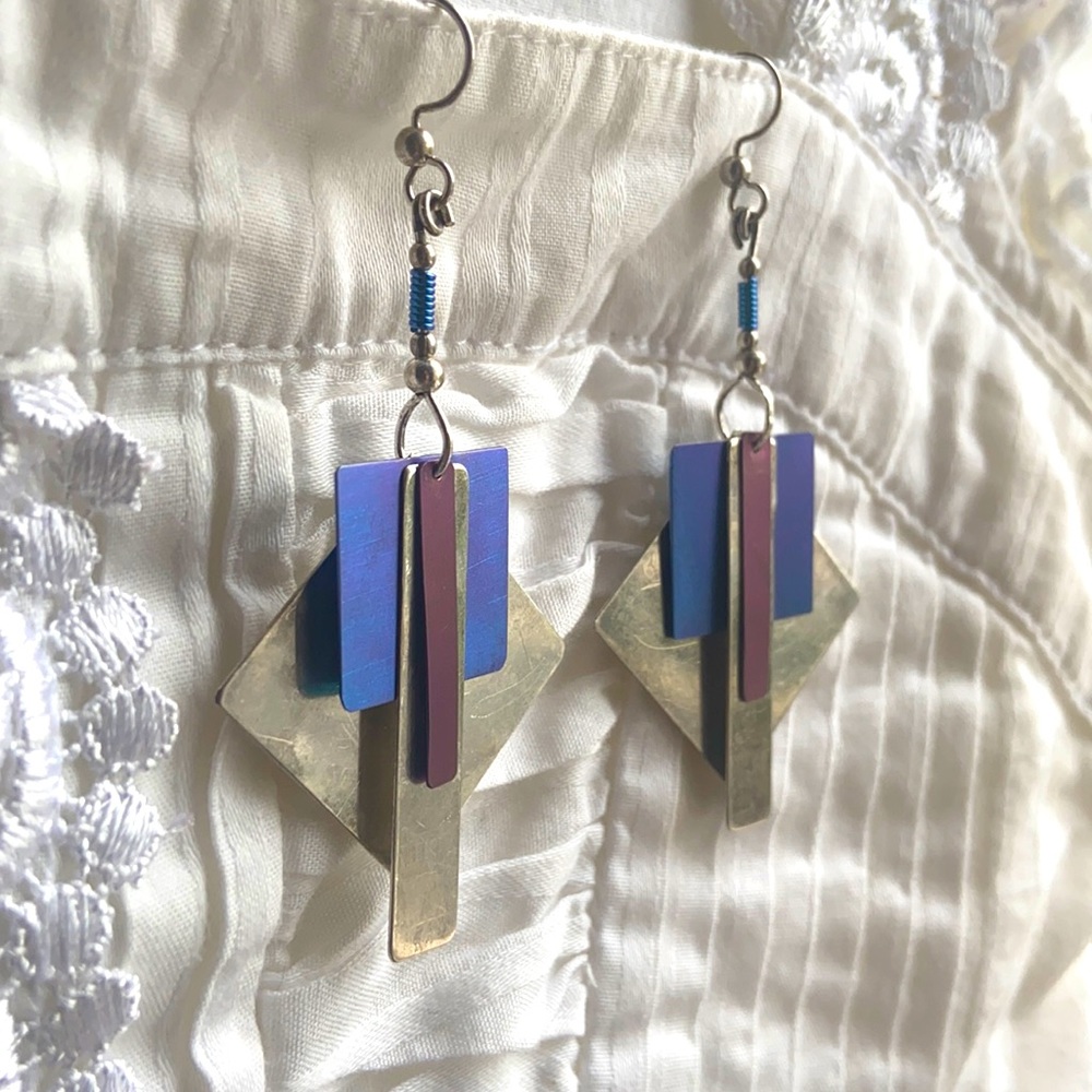Vintage Sterling Silver Earrings 80's style